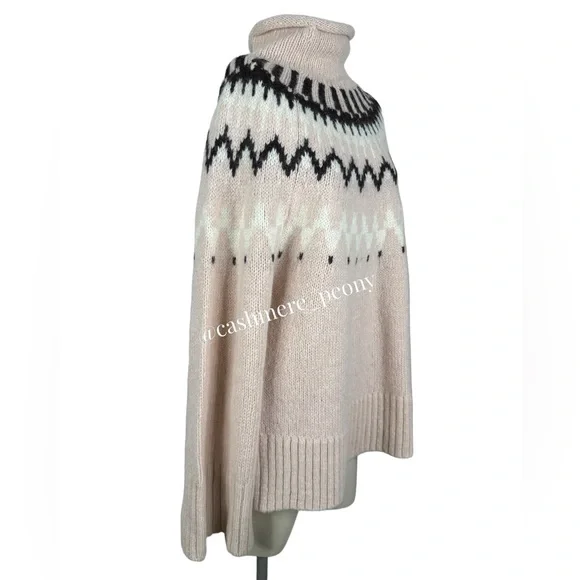 A.L.C. Pink Ruby Fair Isle Turtleneck Oversized Sweater